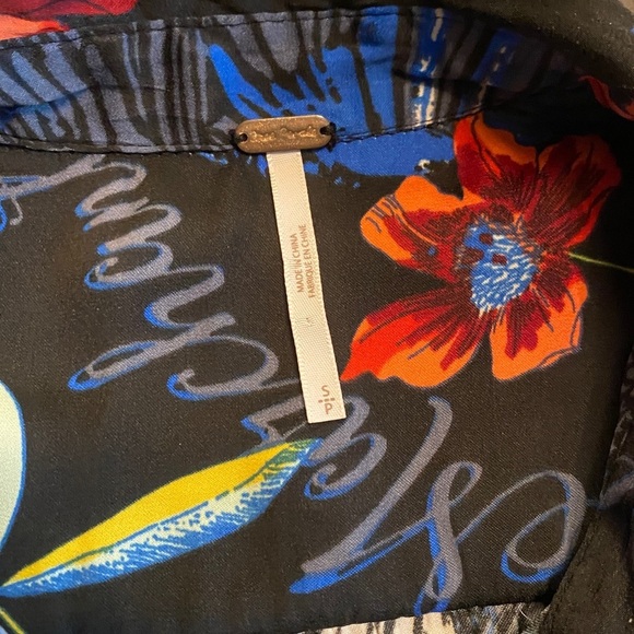 Free People Black Dress with Red and Blue Floral Design - Picture 9 of 10